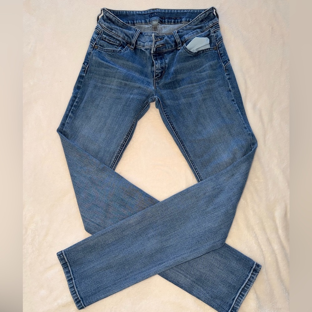 New York & Company Skinny Jeans Medium Wash Double Button Size 2